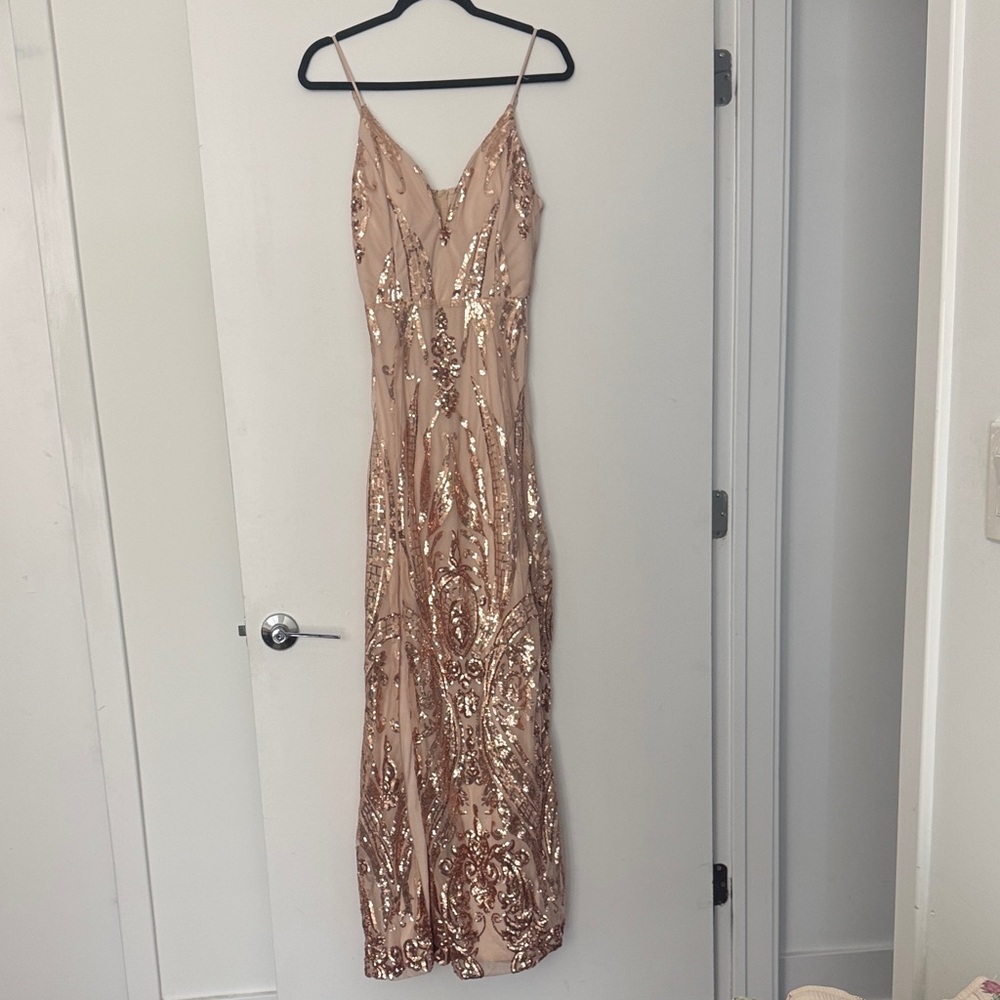 Windsor Rose Gold Sequin Maxi Dress